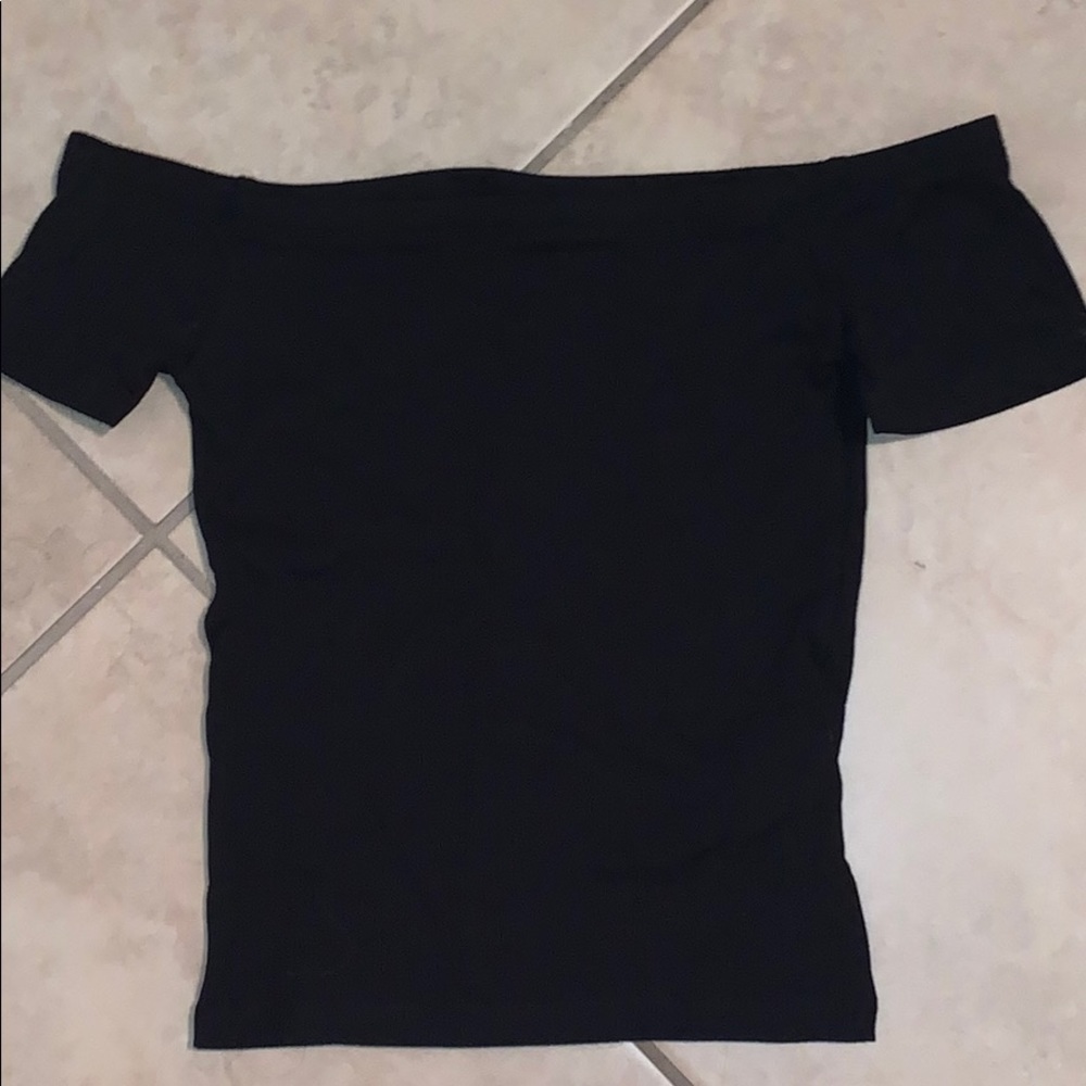 Off the shoulder black crop top